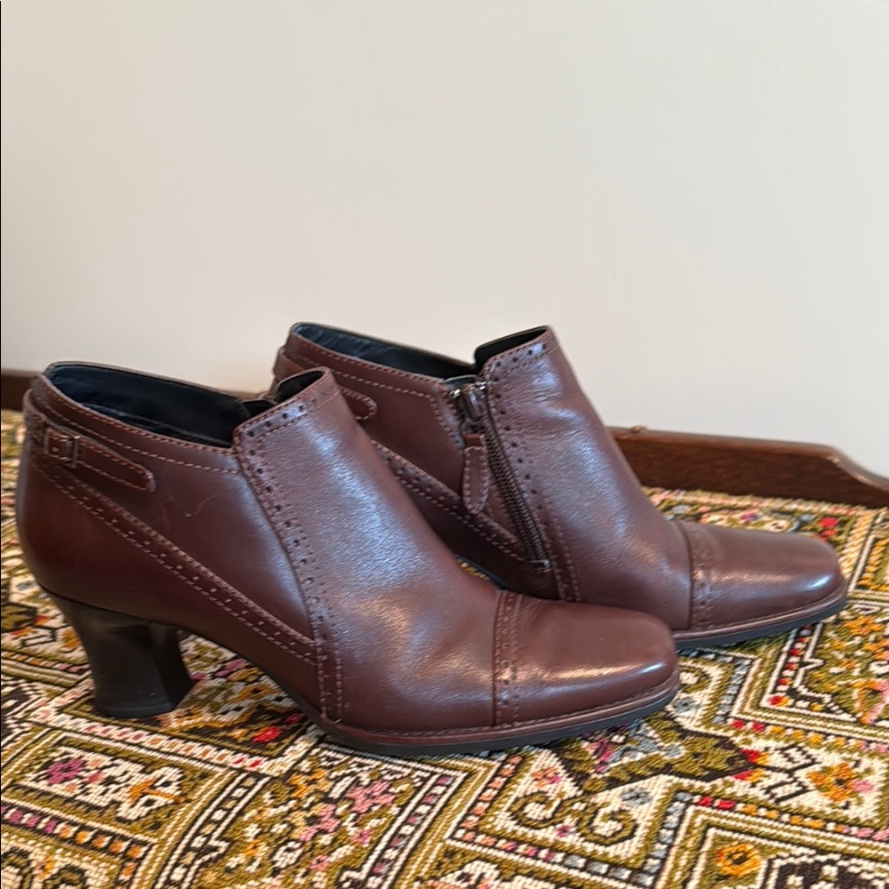 Clarks Brown Leather Ankle Boots